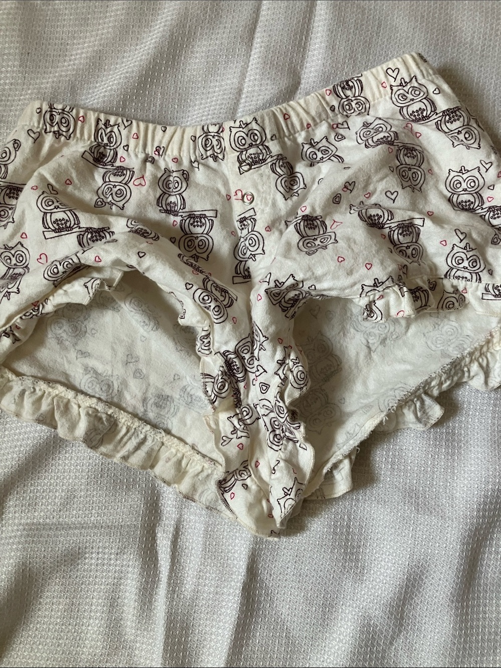 Owl-Print Ruffle Lounge PJ Shorts - Picture 6 of 7
